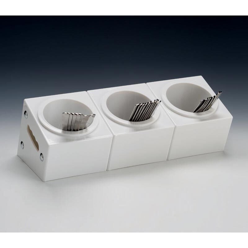 Polikarbon Çatal Kaşık Standı, 3 Gözlü, 48x18x18 cm, Beyaz