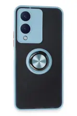 Newface Vivo Y17s Kılıf Montreal Yüzüklü Silikon Kapak - Buz Mavi