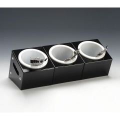 Polikarbon Çatal Kaşık Standı, 3 Gözlü, 48x18x18 cm, Siyah