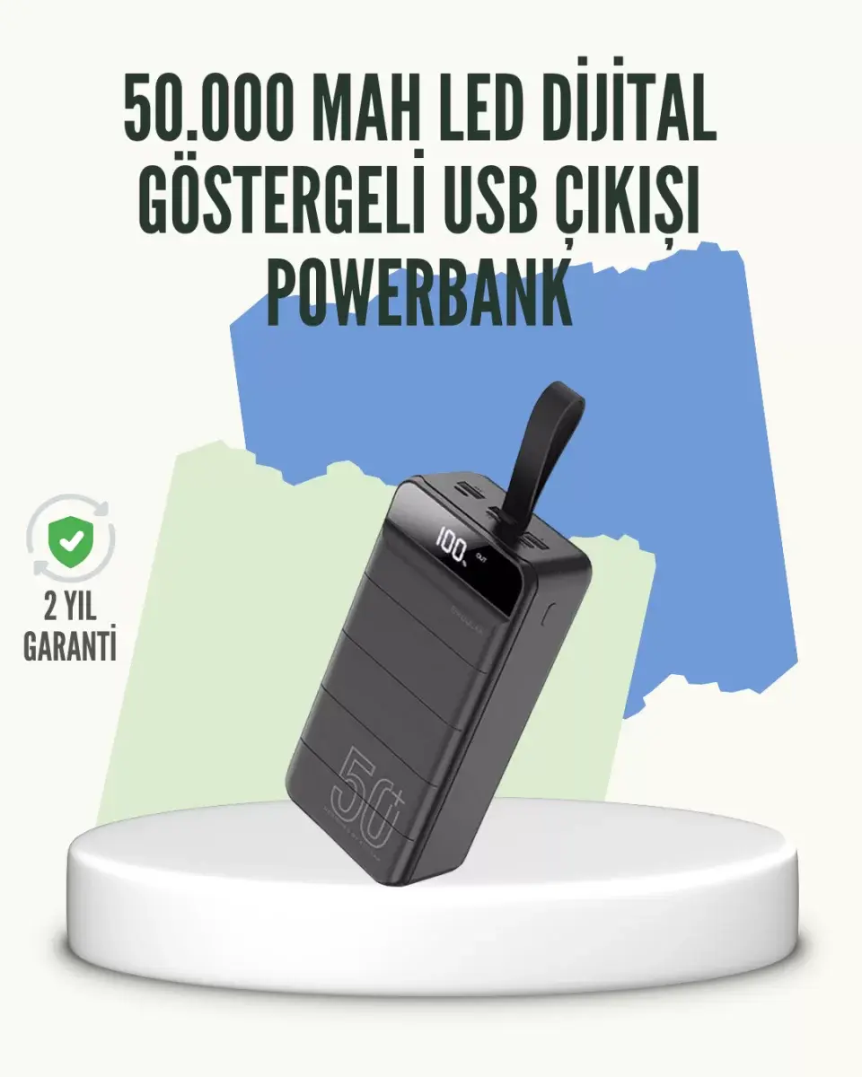 Yüksek Kapasiteli 50.000 Mah Powerbank – Type-c, Lightning Ve Micro Usb Uyumlu, Çoklu Cihaz Şarj Özellikli