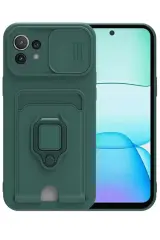 Newface Xiaomi Mi 11 Lite Kılıf Zuma Kartvizitli Yüzüklü Silikon - Yeşil