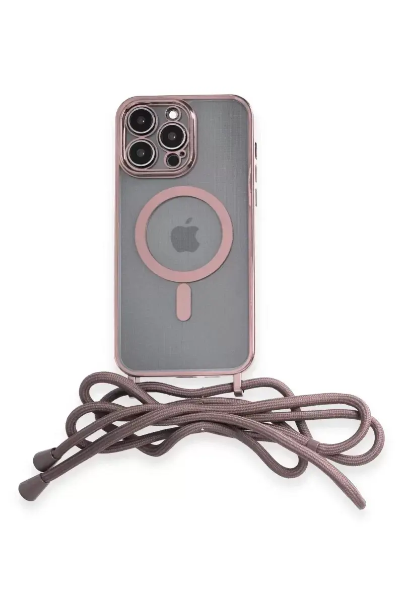 Newface İphone 12 Pro Max Kılıf Divo Lazer Askılı Magsafe Kapak - Pembe