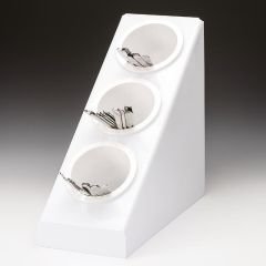 Polikarbon Çatal Kaşık Standı, 3 Gözlü, 20.8x41.5 cm, Beyaz