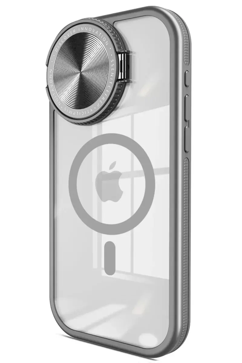 Newface İphone 15 Pro Kılıf Teleskop Lens Magsafe Silikon Kapak - Titan Gri
