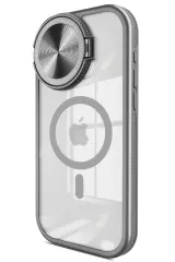 Newface İphone 15 Pro Kılıf Teleskop Lens Magsafe Silikon Kapak - Titan Gri