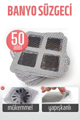Banyo Gider Süzgeci 50 Adet Yapışkanlı Filtre, 10x10 Cm