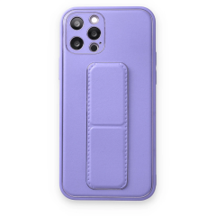 İphone 12 Pro Kılıf Coco Deri Standlı Kapak - Koyu Lila