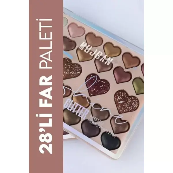 28'li Sedefli Shine Kalp Far Paleti - 2'li Set