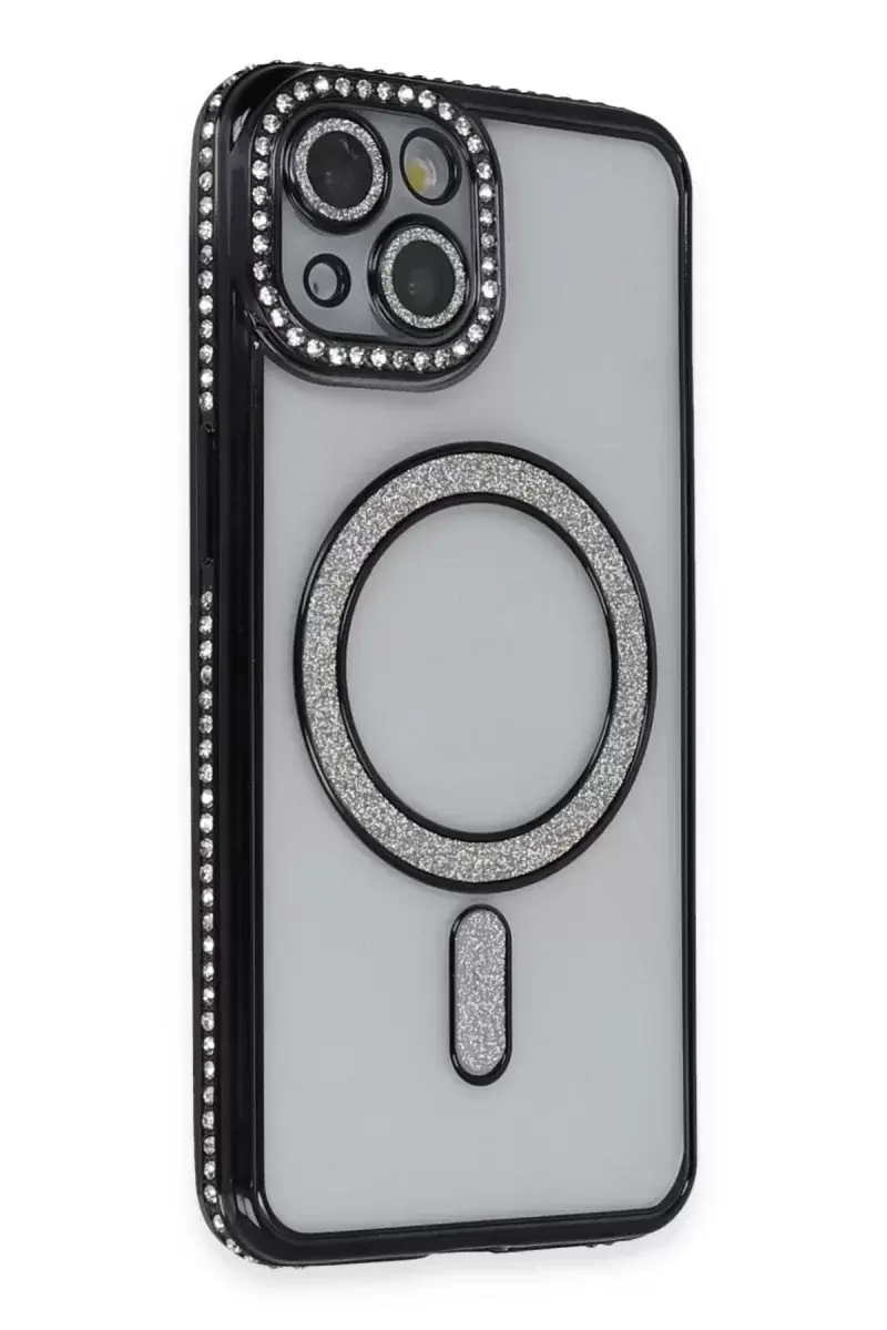 Newface İphone 13 Kılıf Joke Simli Magneticsafe Kılıf - Siyah