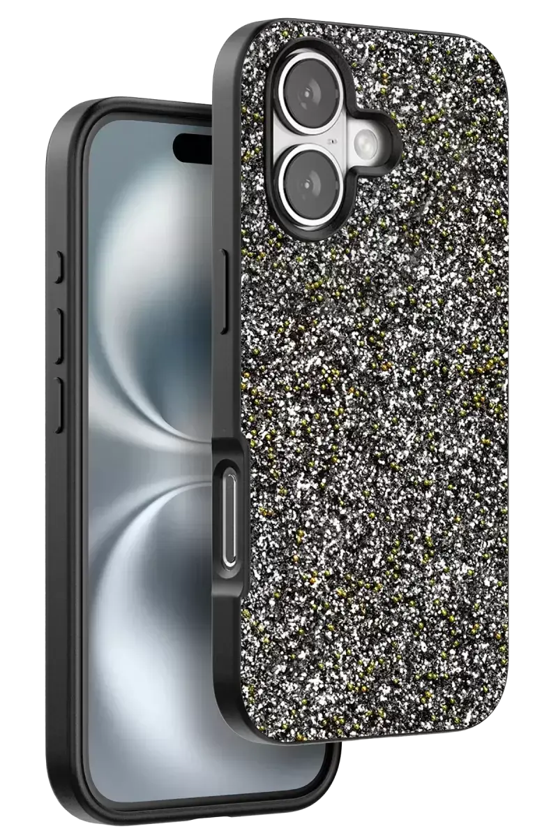 Onegif İphone 16 Plus Bright Simli Kapak - Gümüş