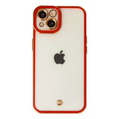 İphone 14 Plus Kılıf Liva Lens Silikon - Kırmızı