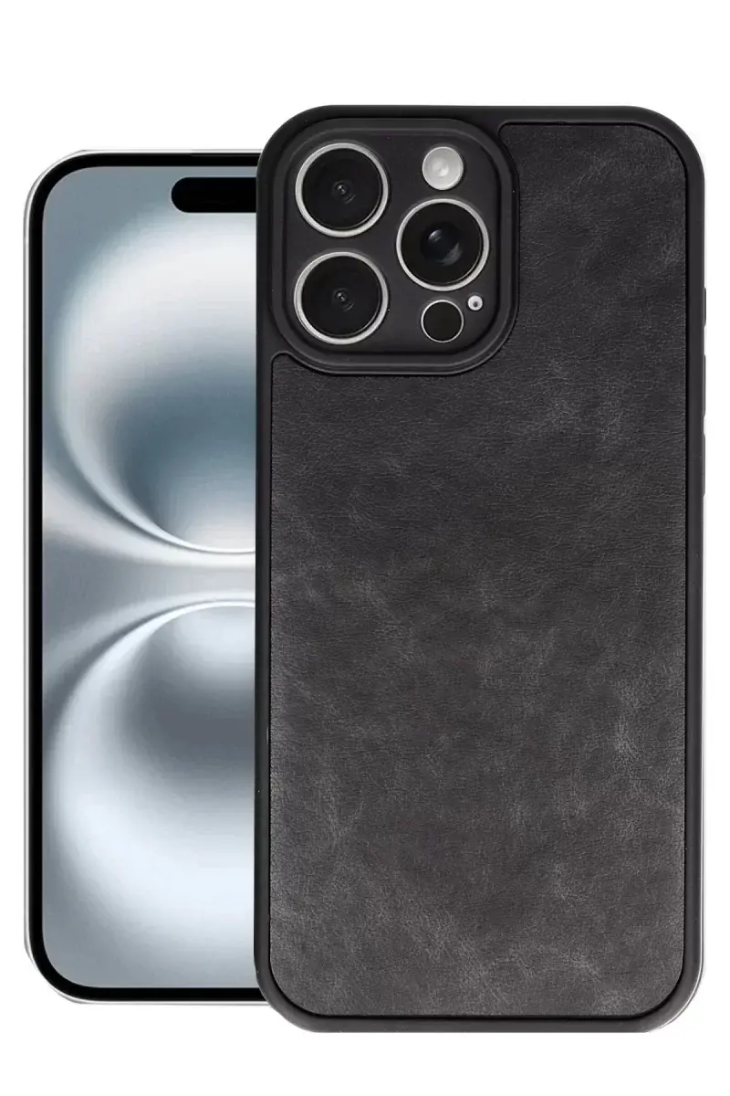 Newface İphone 16 Pro Kılıf Aras Deri Kapak - Siyah
