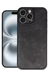 Newface İphone 16 Pro Kılıf Aras Deri Kapak - Siyah