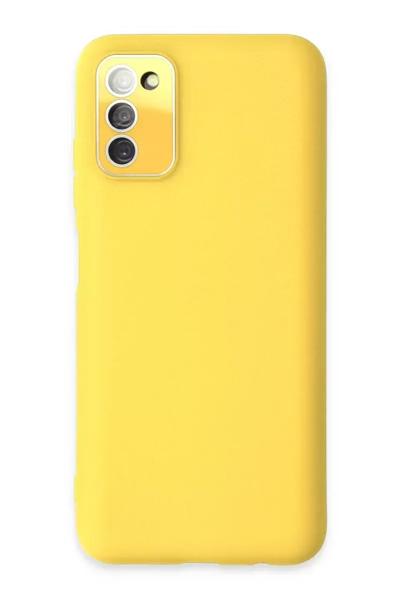 Newface Samsung Galaxy A03s Kılıf Lansman Glass Kapak - Sarı