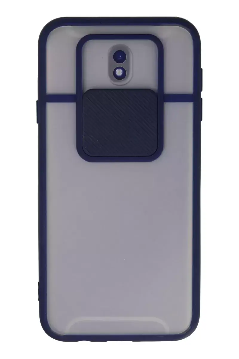 Newface Samsung Galaxy J7 Pro / J730 Kılıf Palm Buzlu Kamera Sürgülü Silikon - Lacivert