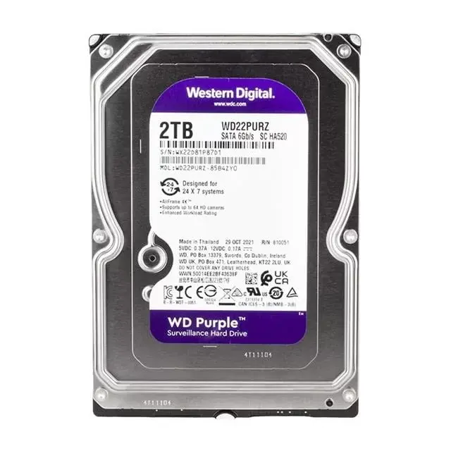 Western Digital Purple Wd22purz 2 Tb Sata 6gb/s 7-24 Güvenlik Harddisk