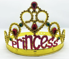 Prenses Yazılı Altın Renk Ayarlanabilir Parti Tacı 60 Cm
