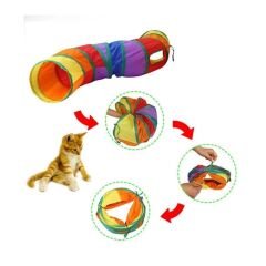 Gökkuşağı Desenli S Model Kedi Oyun Tüneli, Katlanabilir 125 cm