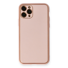 İphone 11 Pro Kılıf Coco Deri Silikon Kapak - Pembe