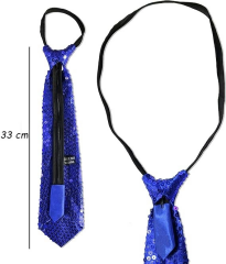 Mavi Pul Payetli Işıltılı Parti Kravatı 33 Cm