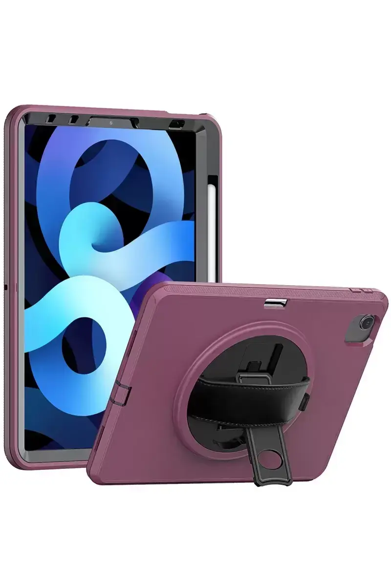 Newface Apple İpad 2022 10.9 (10.nesil) Kılıf Hand Strap Tablet Kılıfı - Mürdüm