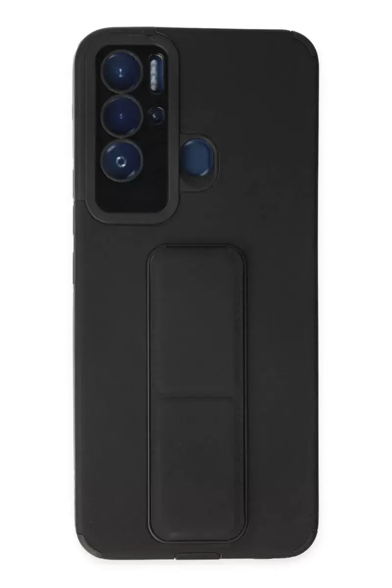Newface Tecno Pova Neo Kılıf Mega Standlı Silikon - Siyah