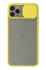 Newface İphone 11 Pro Kılıf Palm Buzlu Kamera Sürgülü Silikon - Sarı