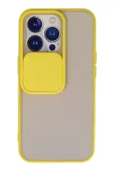Newface İphone 13 Pro Kılıf Palm Buzlu Kamera Sürgülü Silikon - Sarı