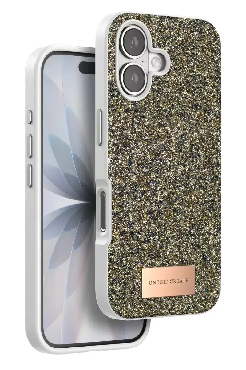 Onegif Apple İphone 17 Bright Simli Kapak - Çöl Titanyum