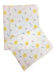 AyBaby AY238 Kroşeta Tek Katlı Bebek Müslin Battaniye 75x90 Cm - Sarı Galaksi