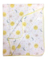 AyBaby AY238 Kroşeta Tek Katlı Bebek Müslin Battaniye 75x90 Cm - Sarı Galaksi