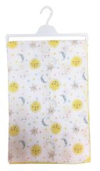 AyBaby AY238 Kroşeta Tek Katlı Bebek Müslin Battaniye 75x90 Cm - Sarı Galaksi
