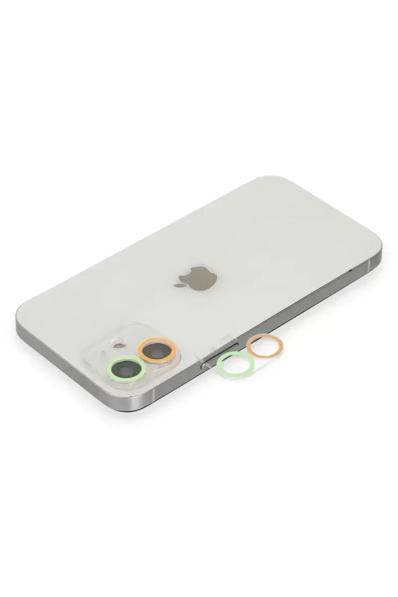 Newface İphone 12 Mini Renkli Kamera Lens Koruma Cam - Turuncu-yeşil