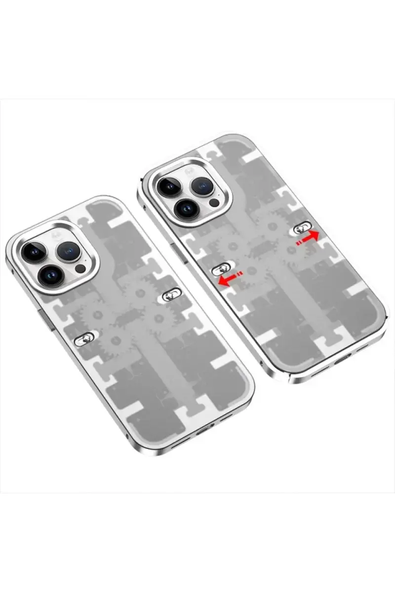 Newface İphone 13 Pro Max Kılıf Mekanik Bumper Kapak - Gümüş