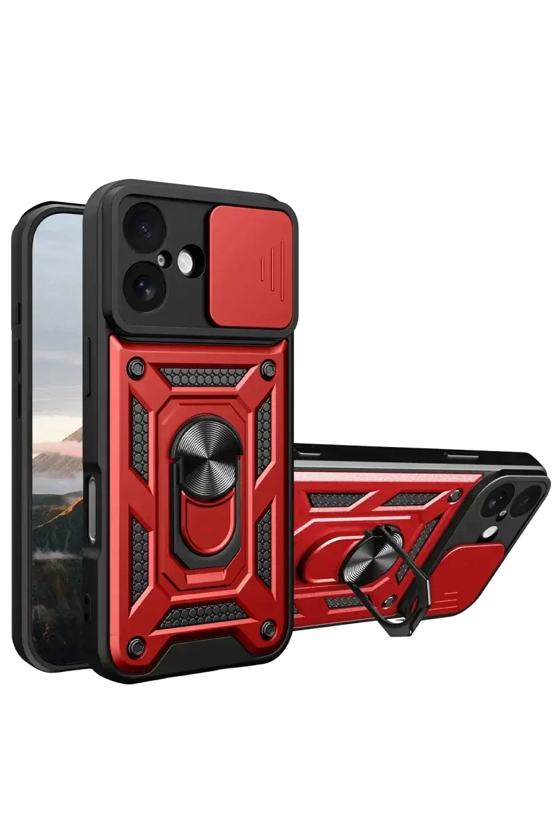 Newface Apple İphone 17 Pars Lens Yüzüklü Silikon - Kırmızı