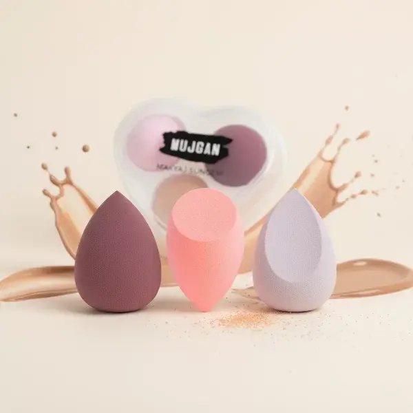 3'lü Makyaj Süngeri Seti Kalpli Kutu