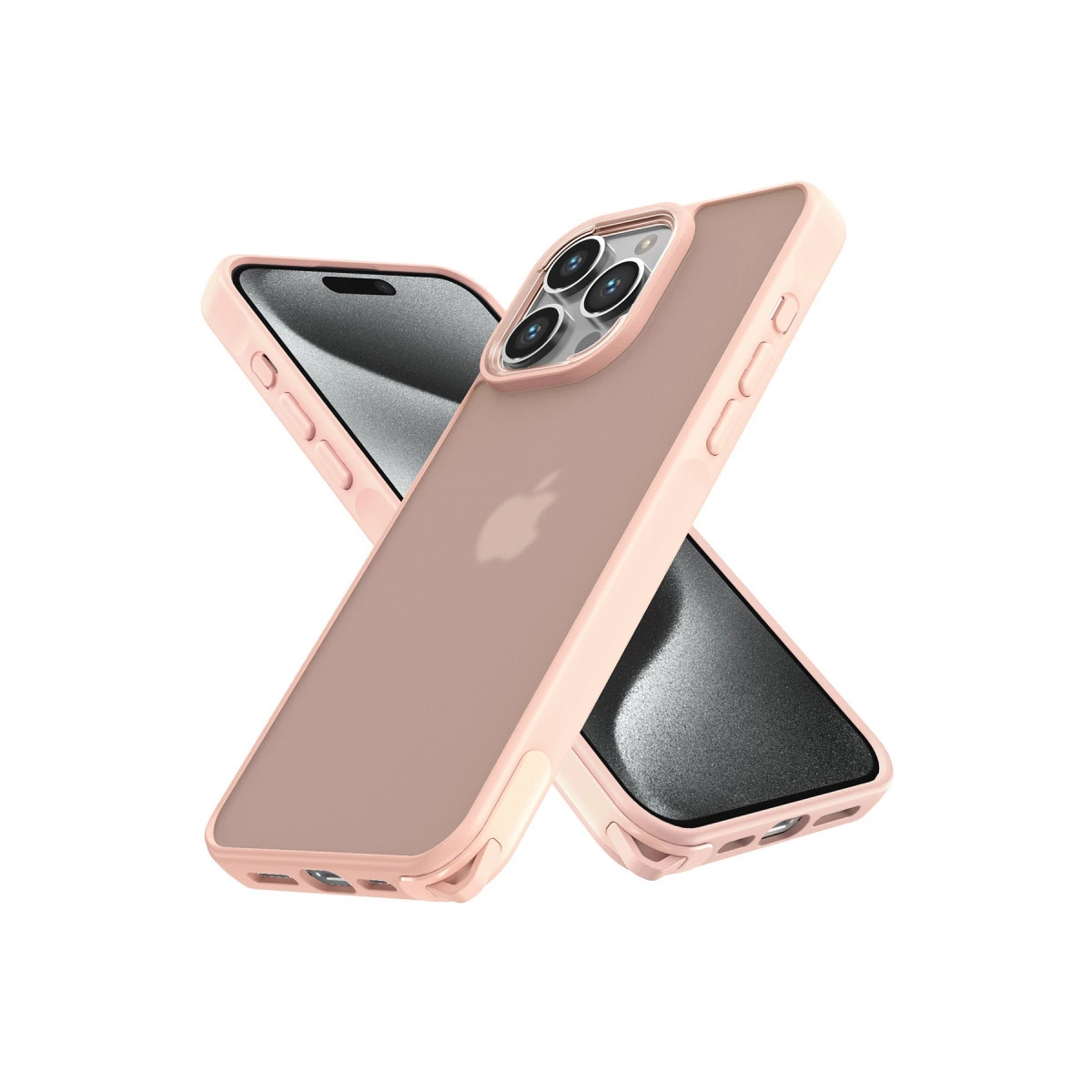İphone 15 Pro Kılıf Elegant Kapak - Pudra