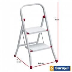 Saraylı Pratik Metal Merdiven Beyaz 2 Basamaklı