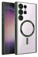 Newface Samsung Galaxy S25 Ultra Kılıf Kross Magneticsafe Kapak - Koyu Yeşil