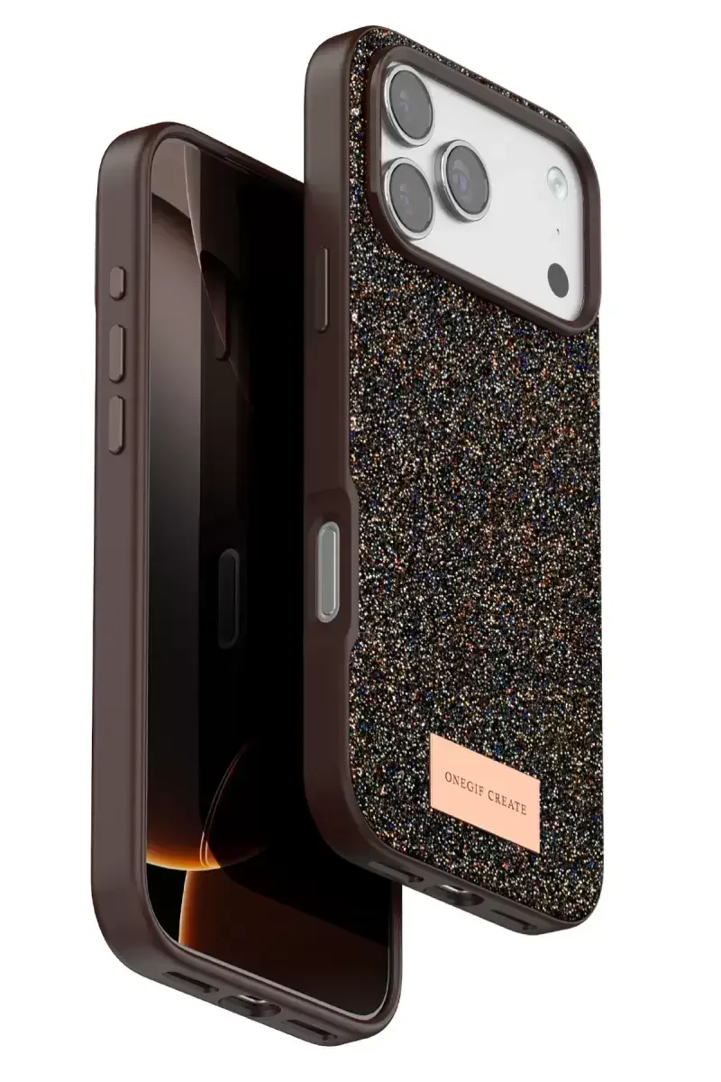 Onegif Apple İphone 17 Pro Bright Simli Kapak - Gold