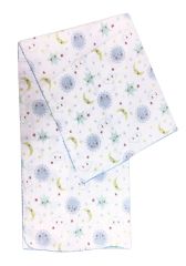 AyBaby AY238 Kroşeta Tek Katlı Bebek Müslin Battaniye 75x90 Cm - Mavi Galaksi