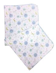 AyBaby AY238 Kroşeta Tek Katlı Bebek Müslin Battaniye 75x90 Cm - Mavi Galaksi