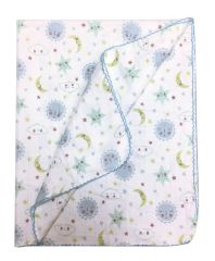 AyBaby AY238 Kroşeta Tek Katlı Bebek Müslin Battaniye 75x90 Cm - Mavi Galaksi