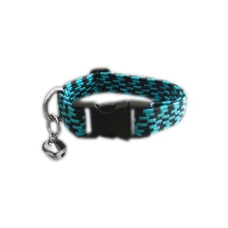 Elastik Örme Kedi Tasması Yeşil-Siyah 10 mm A=23/32 cm