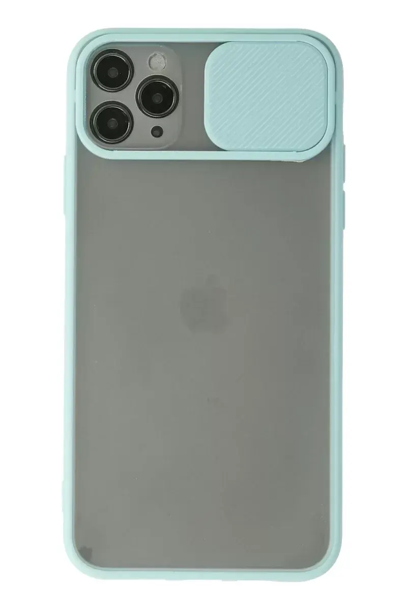 Newface İphone 11 Pro Max Kılıf Palm Buzlu Kamera Sürgülü Silikon - Turkuaz