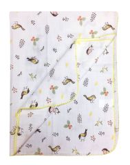 AyBaby AY238 Kroşeta Tek Katlı Bebek Müslin Battaniye 75x90 Cm - Sarı Serçe