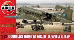 Douglas Dakota Mk.III & Willys Jeep Model Askeri Diorama Set 1:72 N:A09008