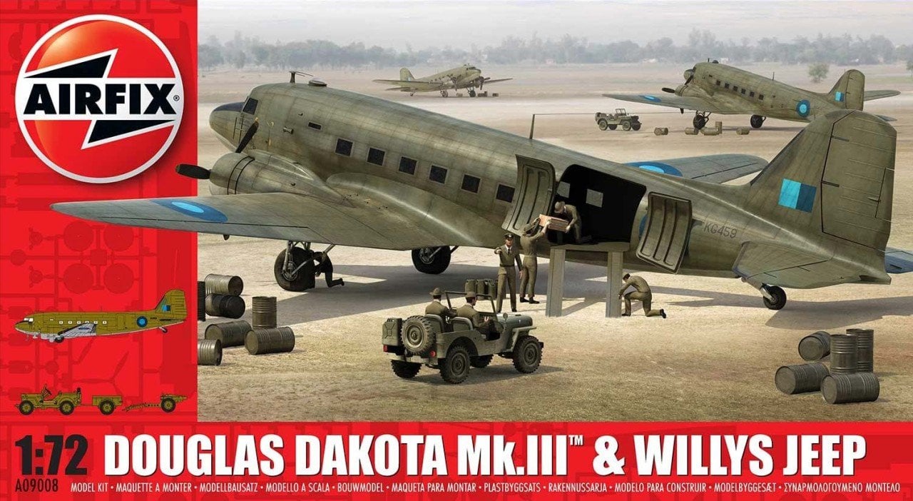 Douglas Dakota Mk.III & Willys Jeep Model Askeri Diorama Set 1:72 N:A09008