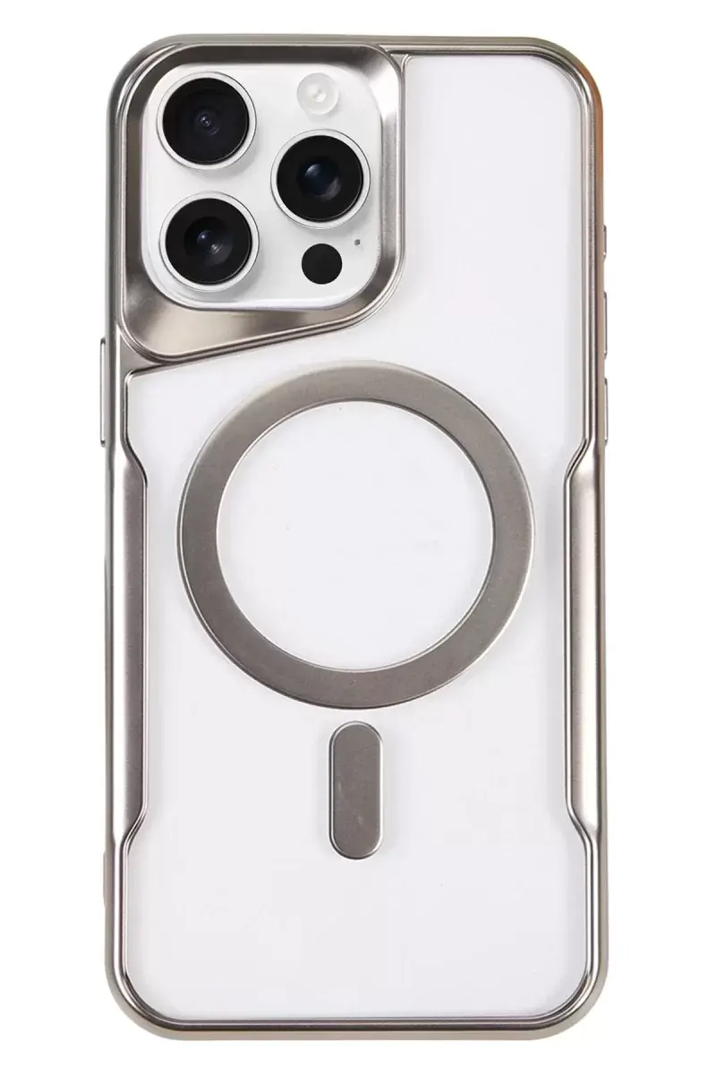 Newface İphone 16 Pro Max Kılıf Boyi Magsafe Silikon Kapak - Gümüş