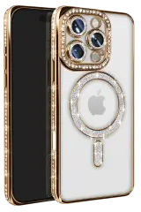 Newface İphone 16 Pro Max Kılıf Joke Simli Magneticsafe Kılıf - Gold
